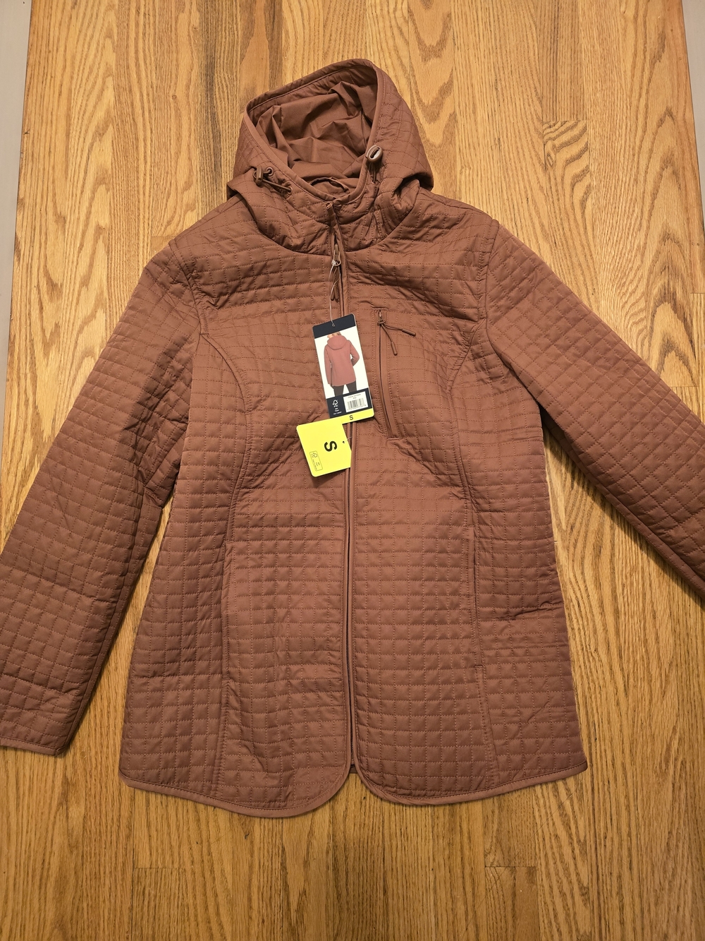 Quilted Hooded Jacket in Rust - Women's Lightweight Coat